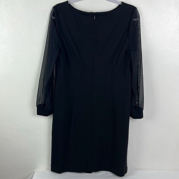 Chico’s‎ New Women’s US 8 Solid Black Mesh Long Sleeve Shift Dress - Picture 4 of 13